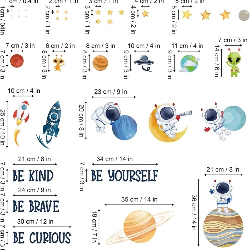 Space themed Wall Stickers Inspirational Quote Peel and Stick Wall Art Decals